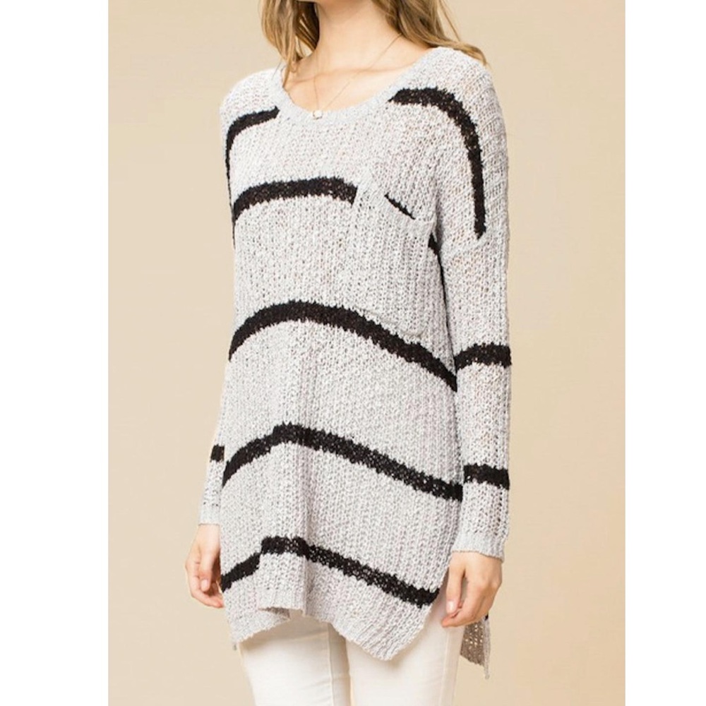 ON THE LAND striped Gray black sweater